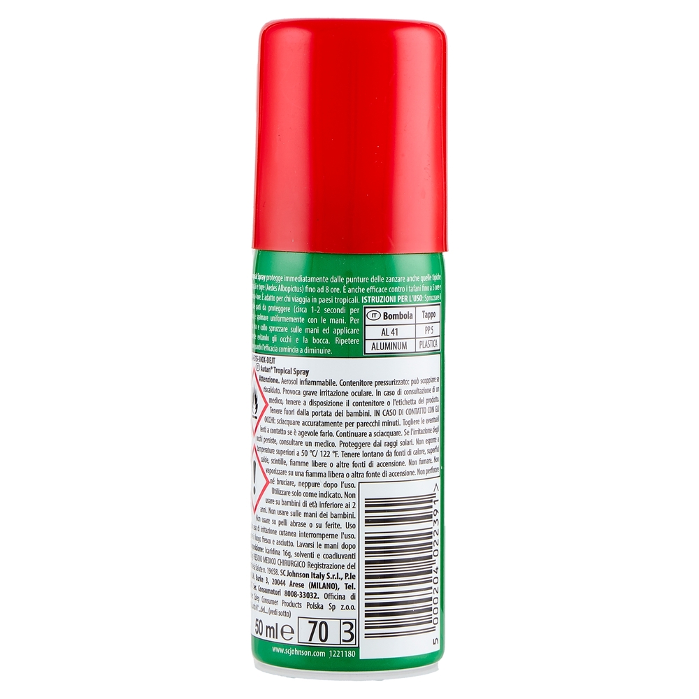 Autan Tropical Spray Mini Insetto Repellente e Antizanzare Tigre, Comuni e Tropicali, 50ml